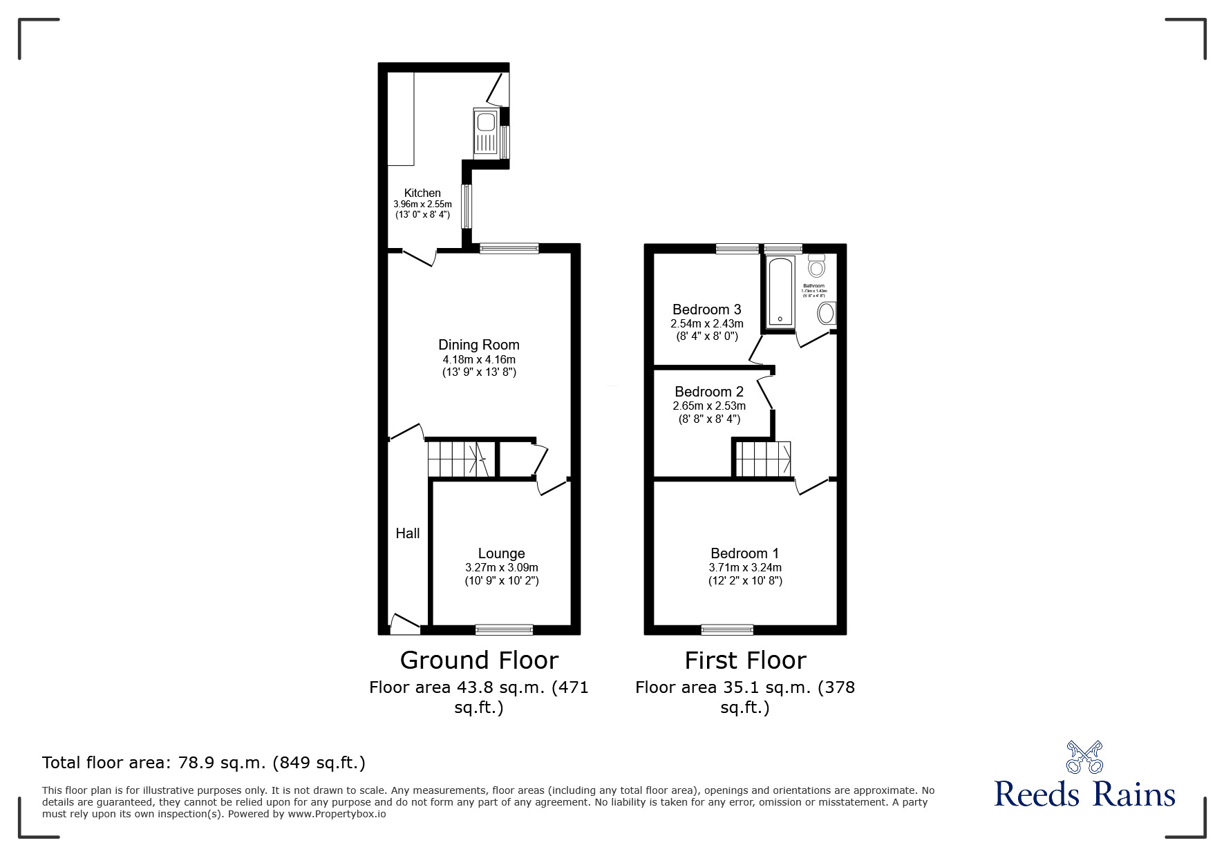 Floorplan of 3 bedroom Mid Terrace House to rent, Adamson Street, Burnley, Lancashire, BB12