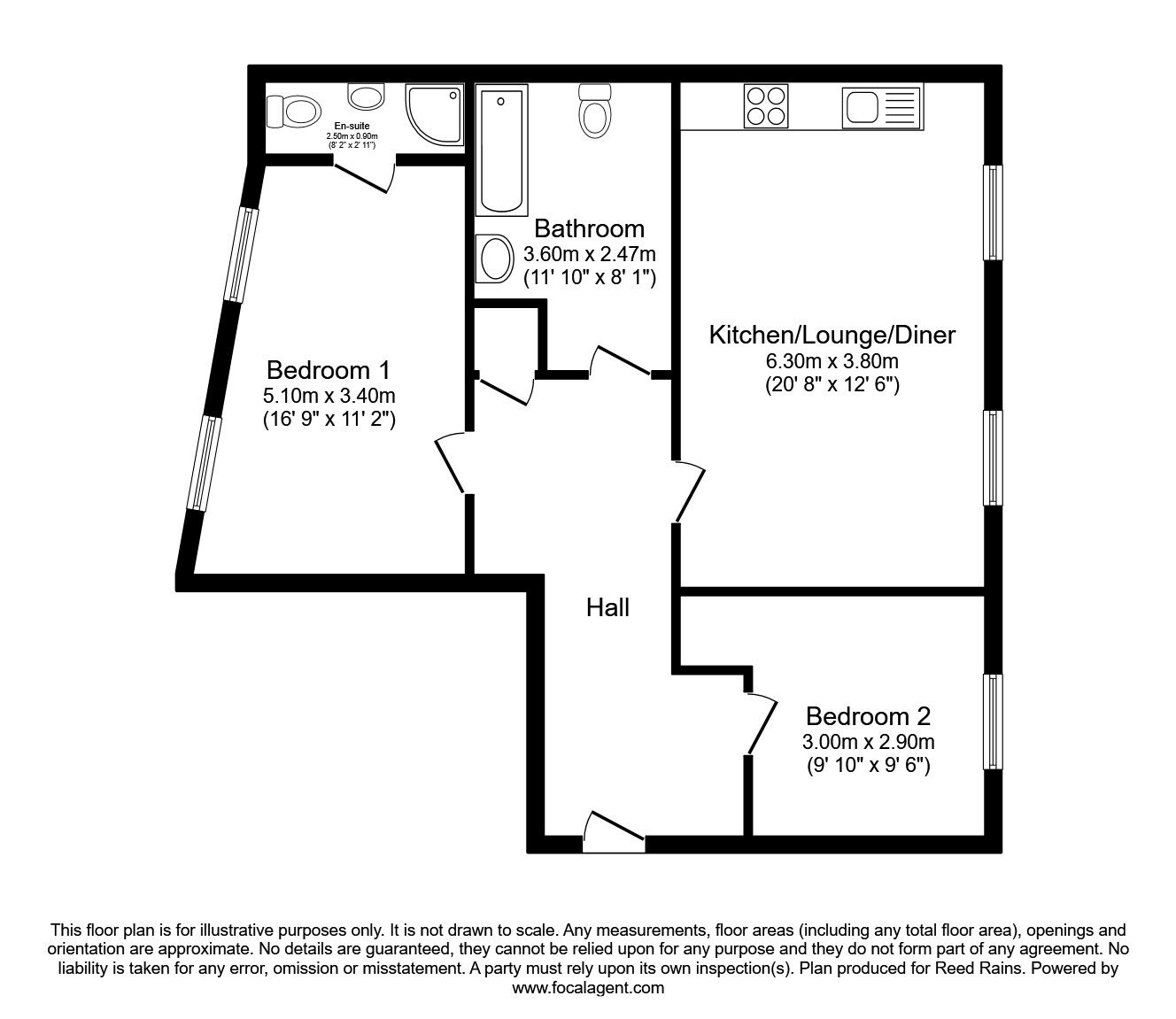 Floorplan of 2 bedroom  Flat to rent, Healey Wood Road, Burnley, Lancashire, BB11