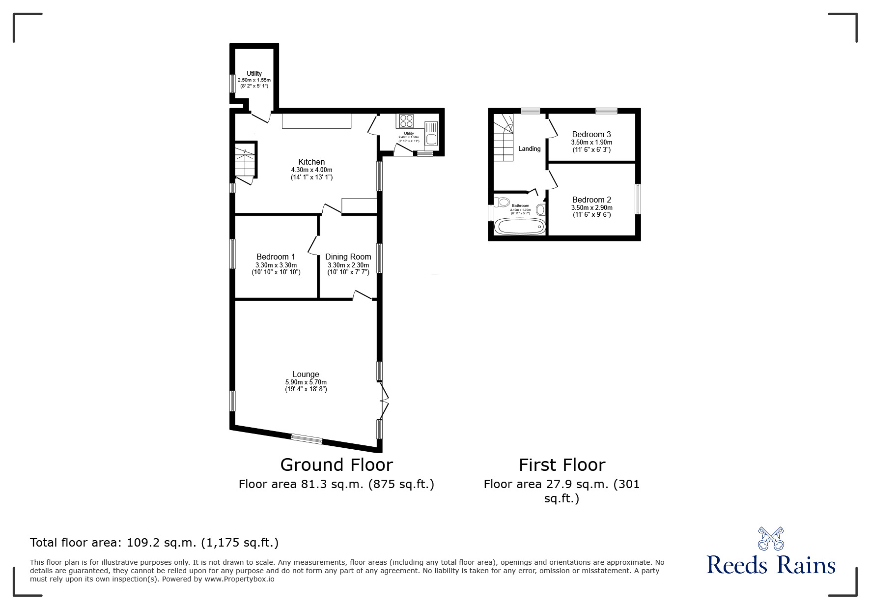 Floorplan of 3 bedroom Detached Property to rent, Burnley Road, Cliviger, Lancashire, BB10