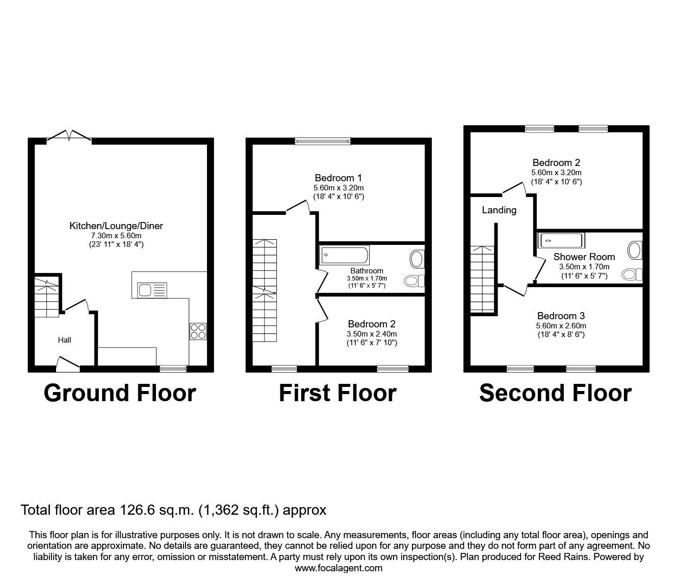 Floorplan of 4 bedroom  House for sale, Shakespeare Street, Padiham, Burnley, BB12