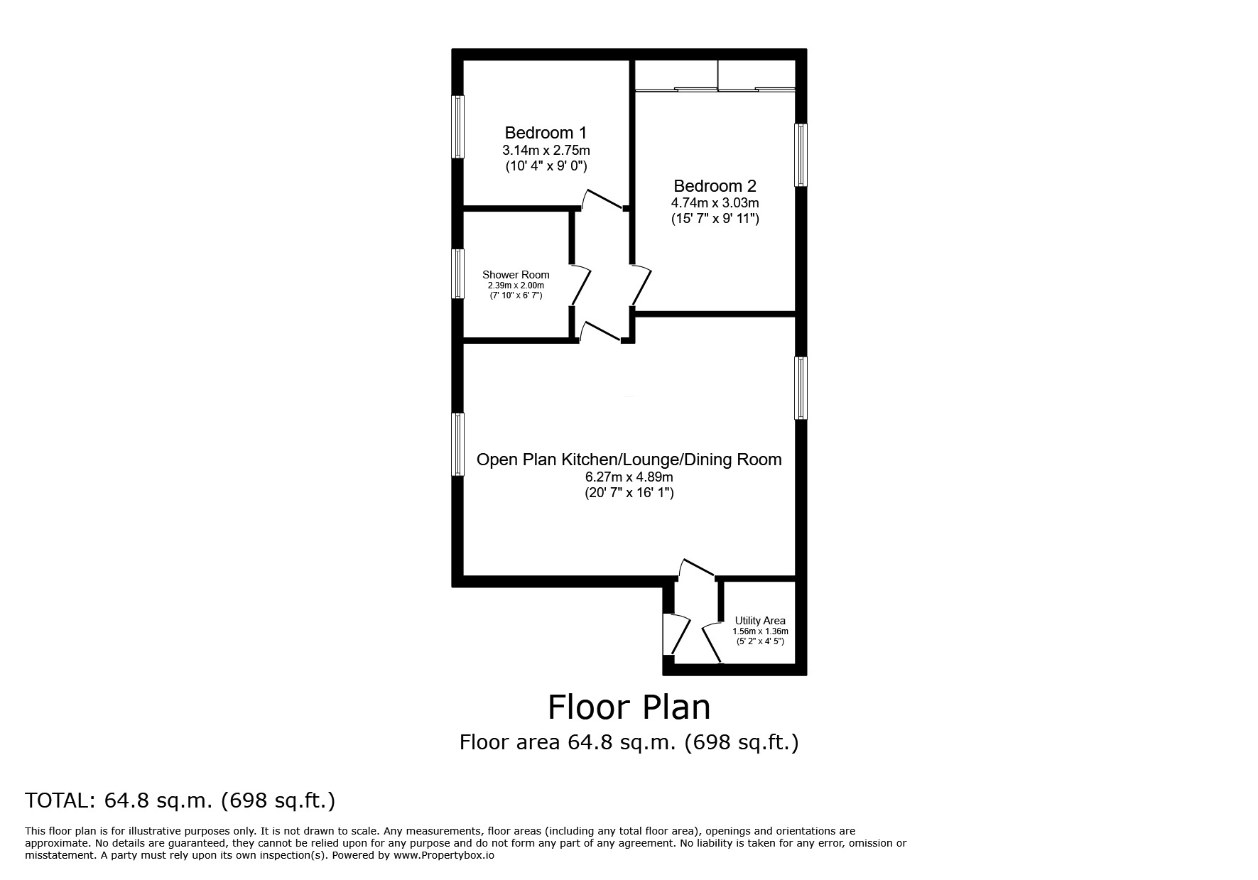 Floorplan of 2 bedroom House to rent, Clifton Square, Burnley, Lancashire, BB12