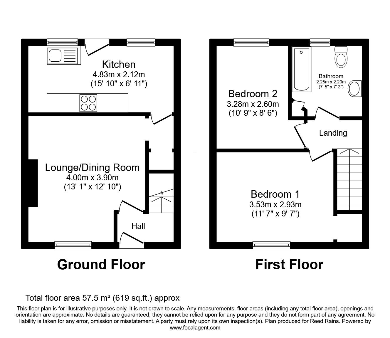 Floorplan of 2 bedroom Mid Terrace House for sale, Parish Street, Padiham, Lancashire, BB12