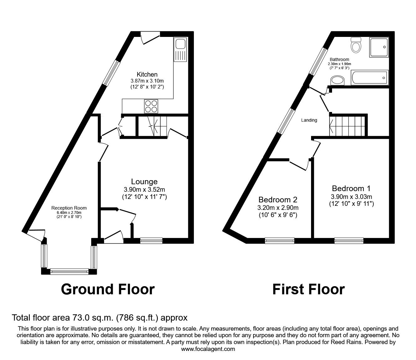 Floorplan of 2 bedroom End Terrace House to rent, Briercliffe Road, Burnley, Lancashire, BB10