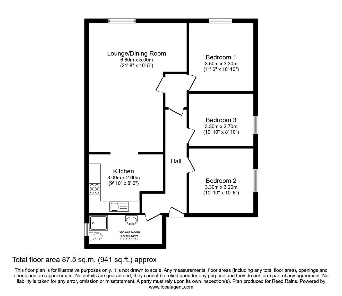 Floorplan of 3 bedroom  Flat for sale, Mill Street, Padiham, Lancashire, BB12