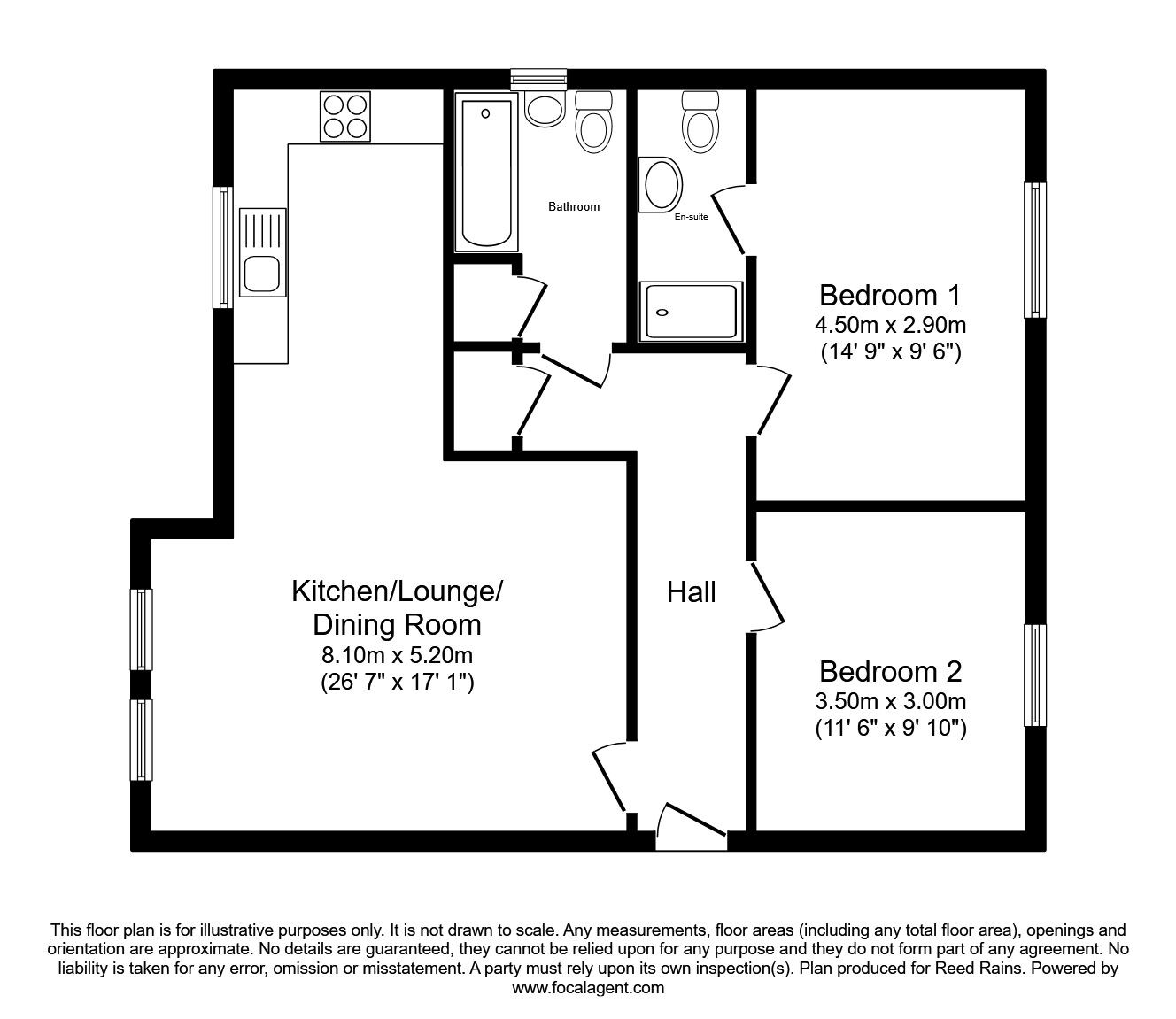 Floorplan of 2 bedroom  Flat for sale, Clayton Fold, Burnley, Lancashire, BB12