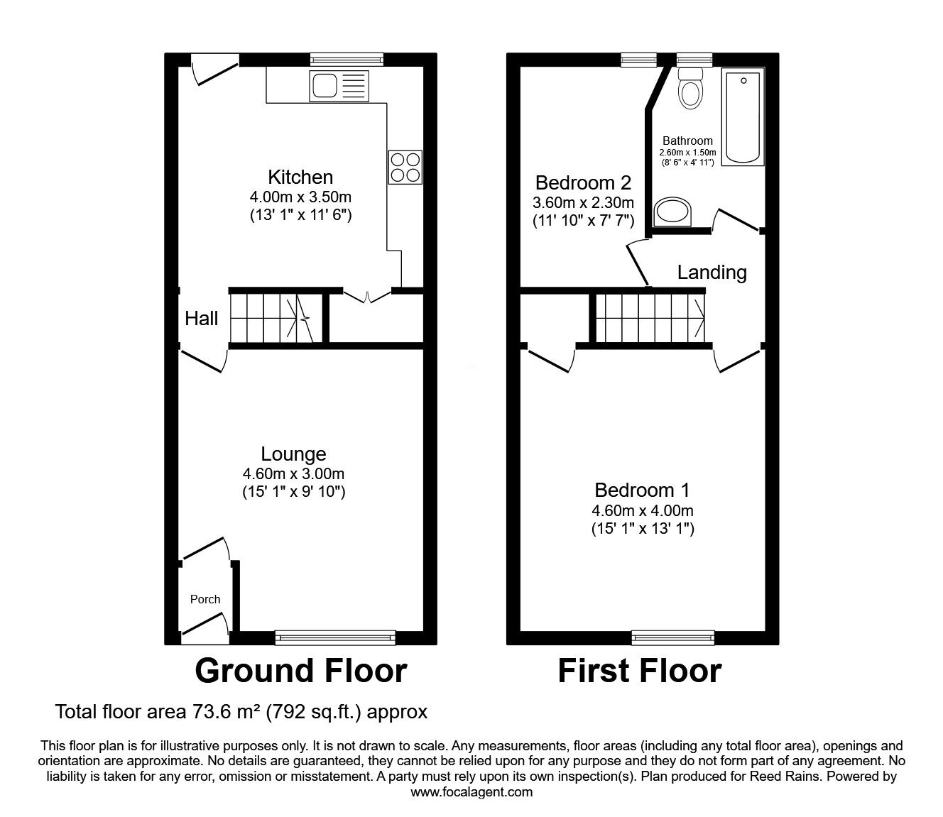 Floorplan of 2 bedroom Mid Terrace House for sale, Burnley Road, Briercliffe, Lancashire, BB10