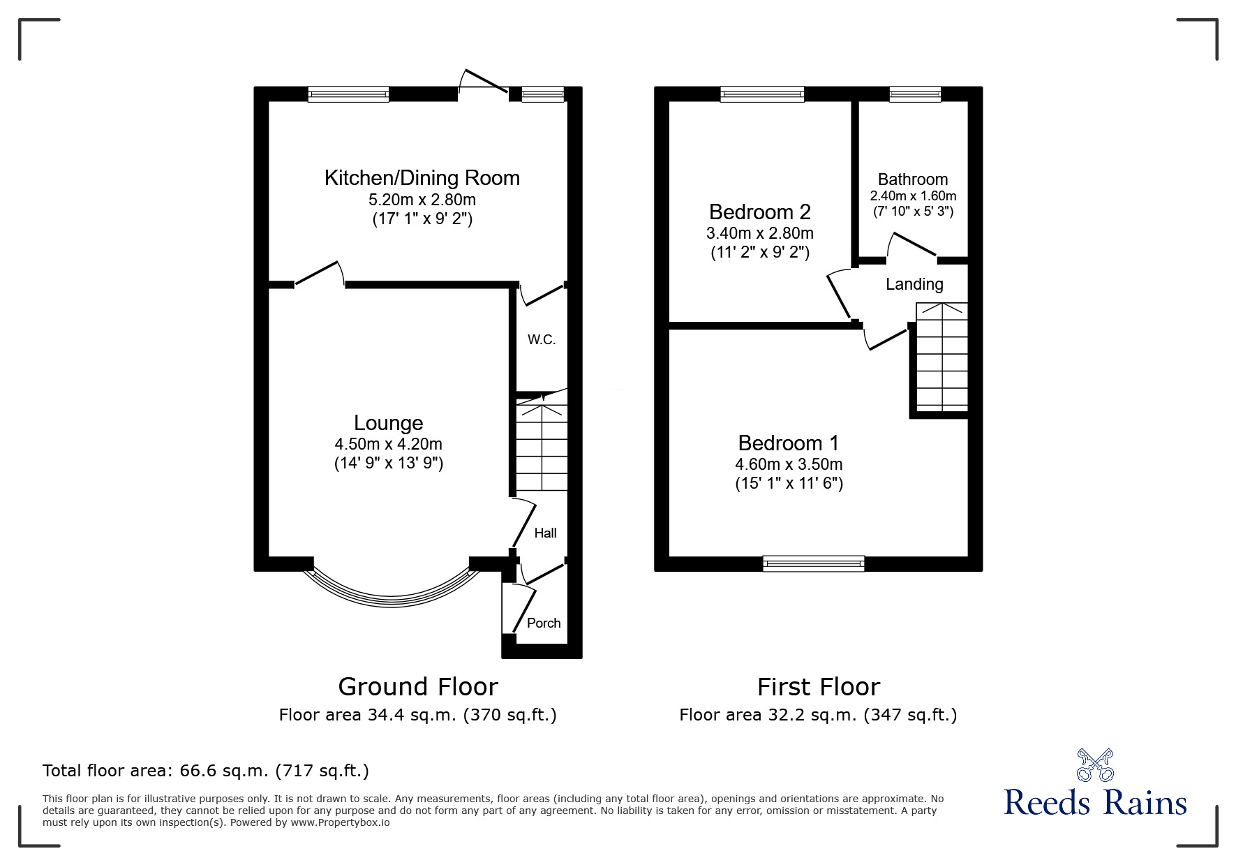 Floorplan of 2 bedroom Semi Detached House for sale, Burnley Road, Briercliffe, Lancashire, BB10
