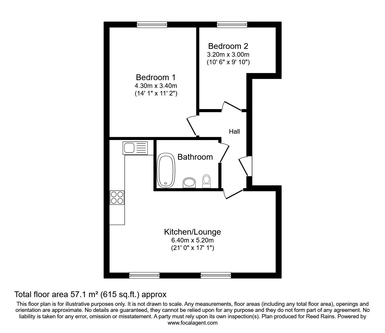 Floorplan of 2 bedroom  Flat for sale, Imperial Court, Burnley, Lancashire, BB12