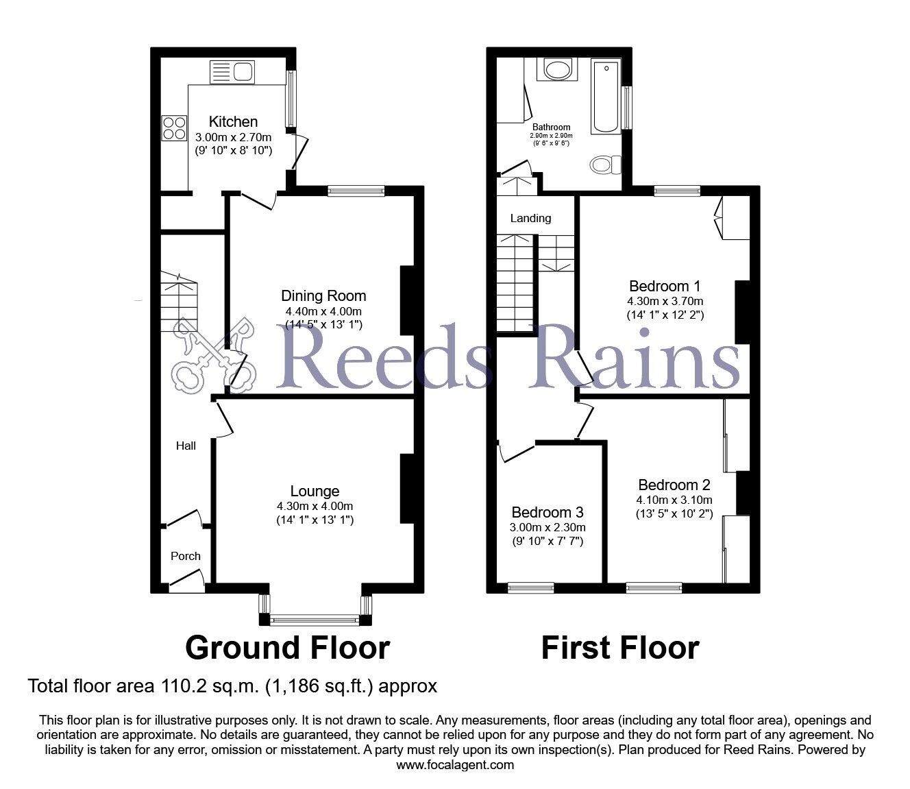Floorplan of 3 bedroom Mid Terrace House for sale, Belvedere Road, Burnley, Lancashire, BB10