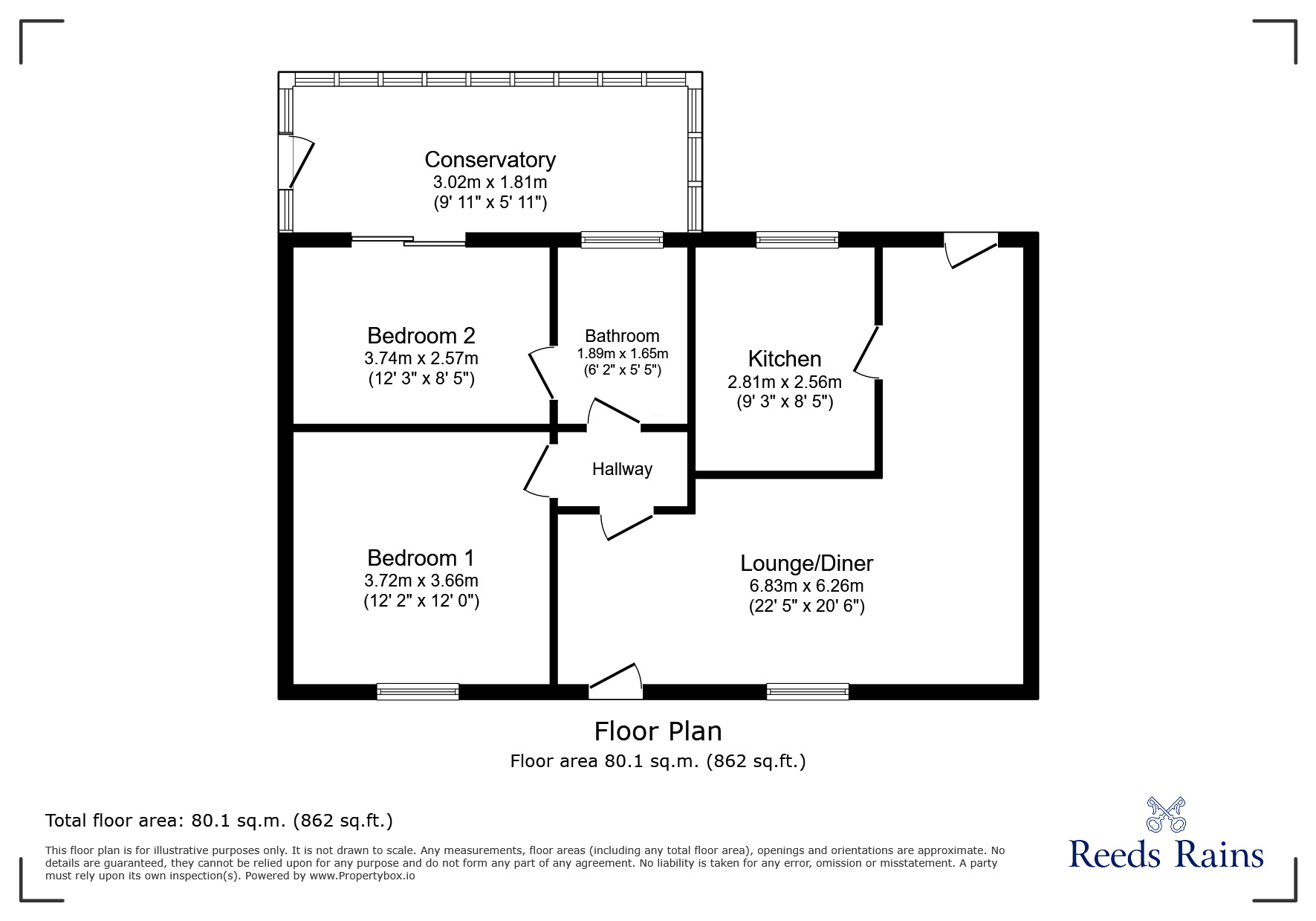 Floorplan of 2 bedroom Link Detached Bungalow for sale, Silverdale Close, Burnley, Lancashire, BB10