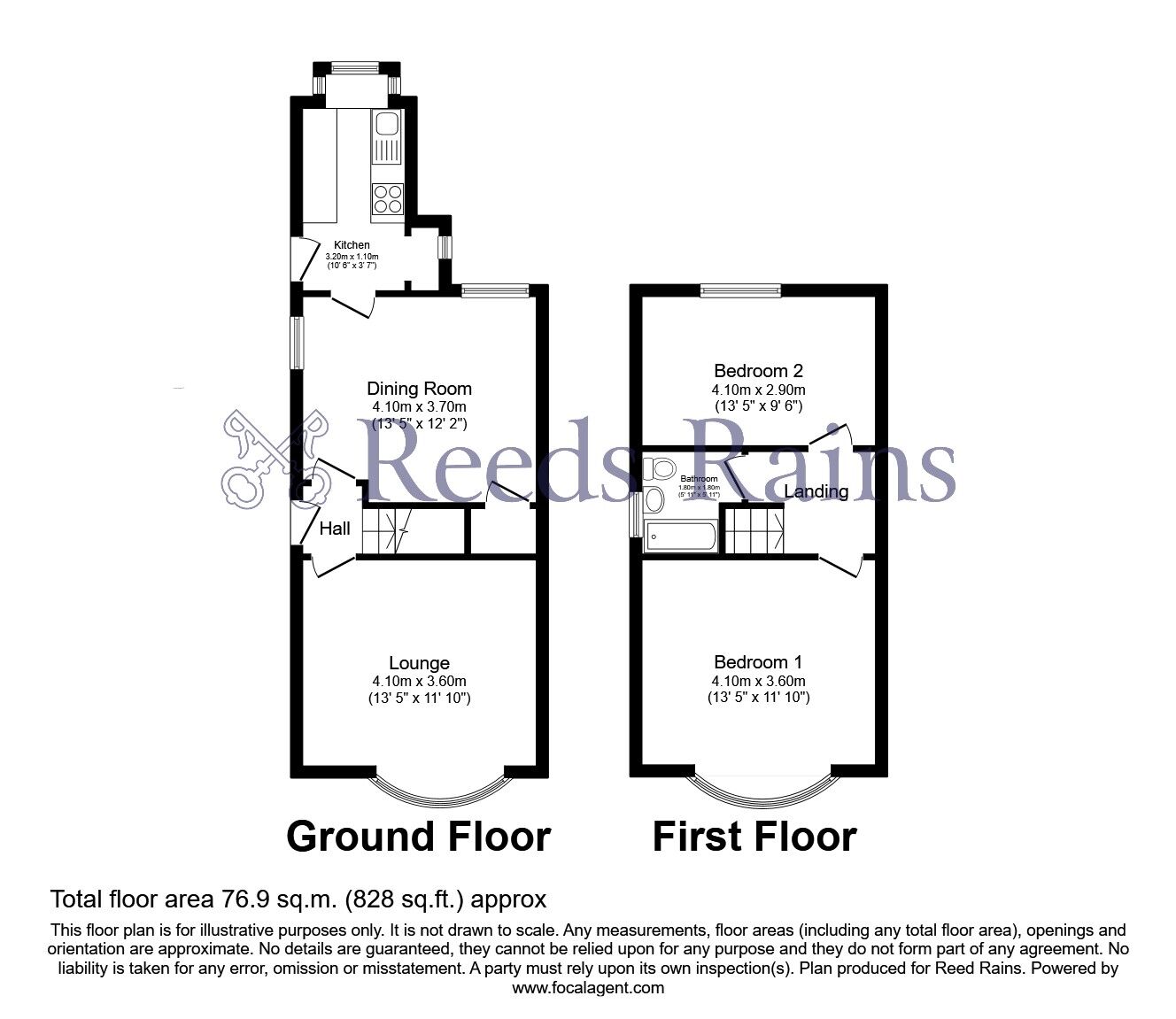 Floorplan of 2 bedroom Semi Detached House for sale, Reynolds Street, Burnley, Lancashire, BB11