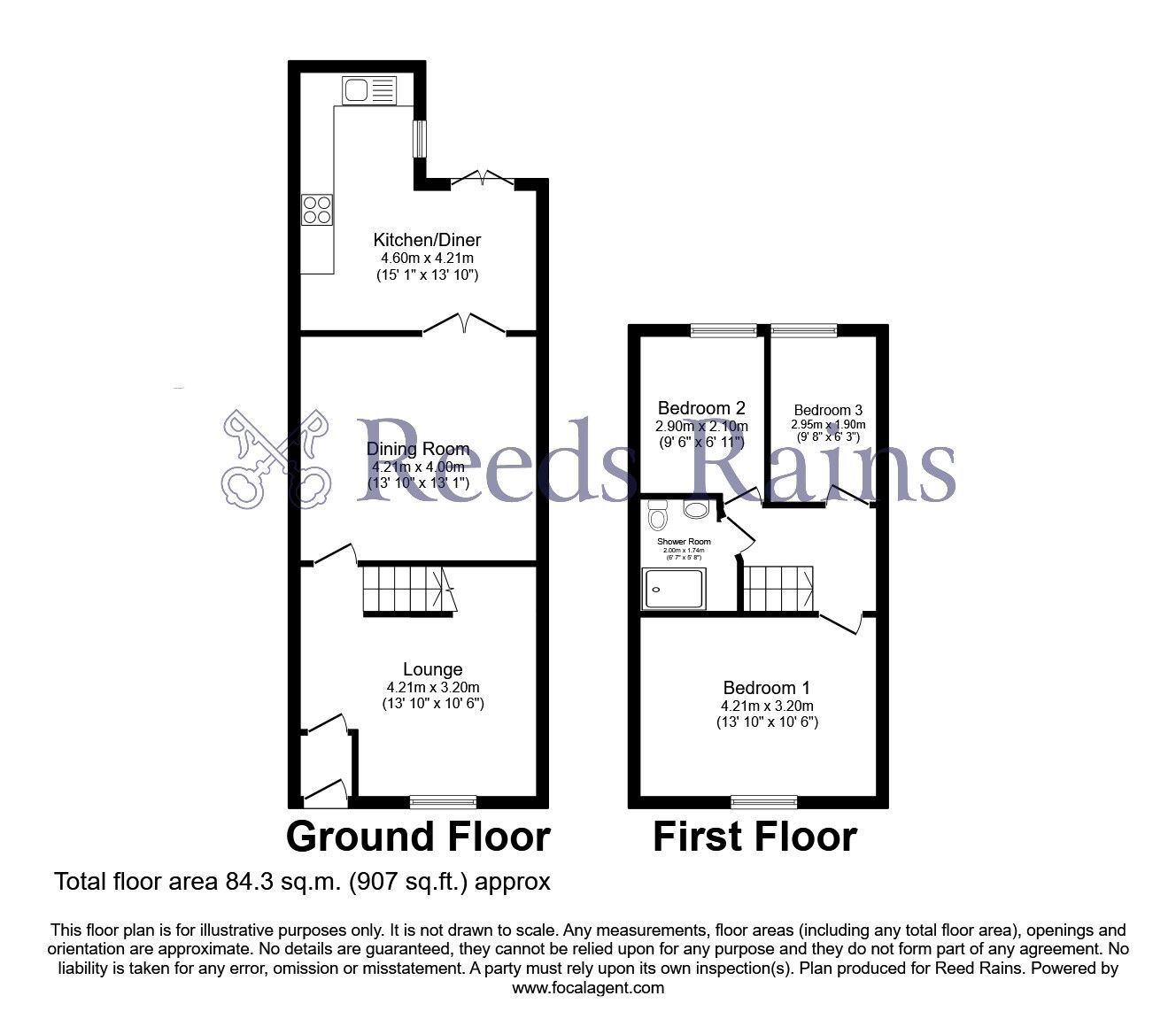 Floorplan of 3 bedroom Mid Terrace House for sale, Cleaver Street, Burnley, Lancashire, BB10