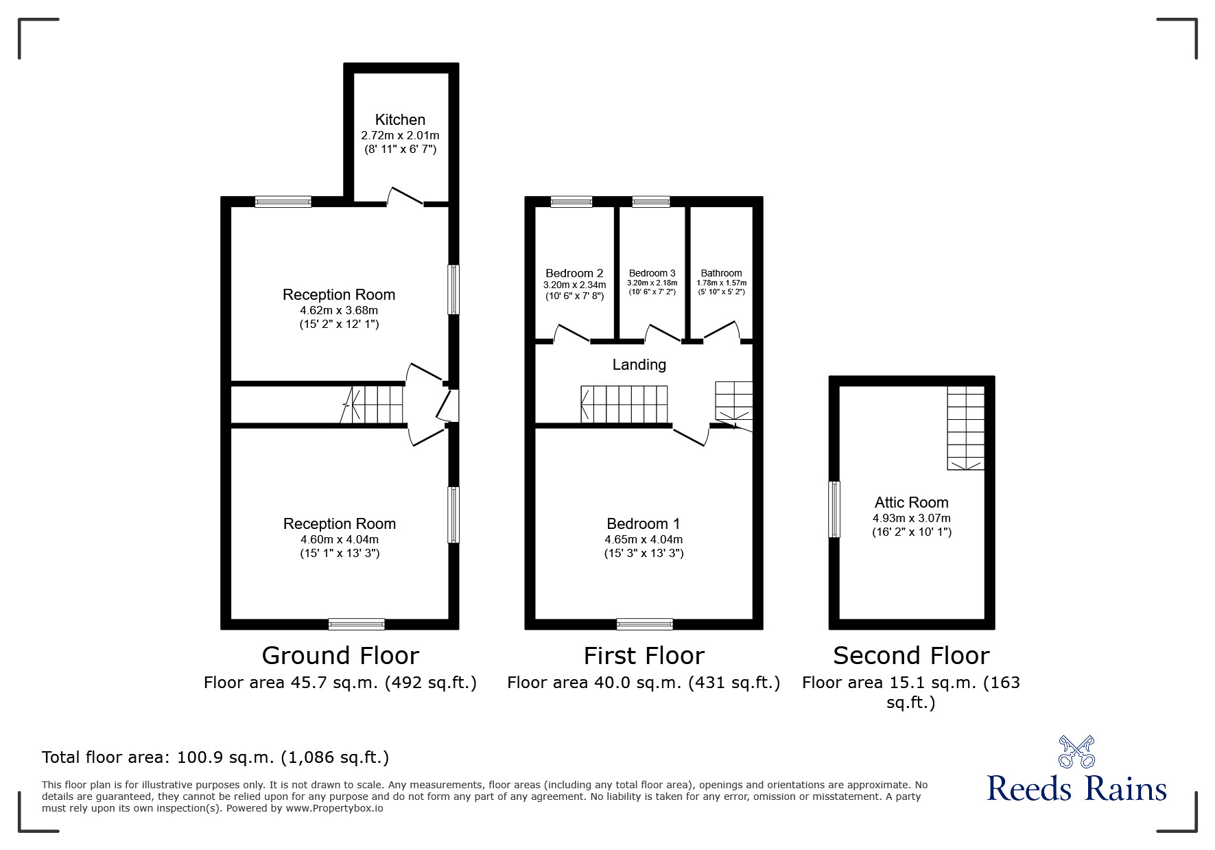 Floorplan of 3 bedroom End Terrace House for sale, Woodbine Road, Burnley, Lancashire, BB12