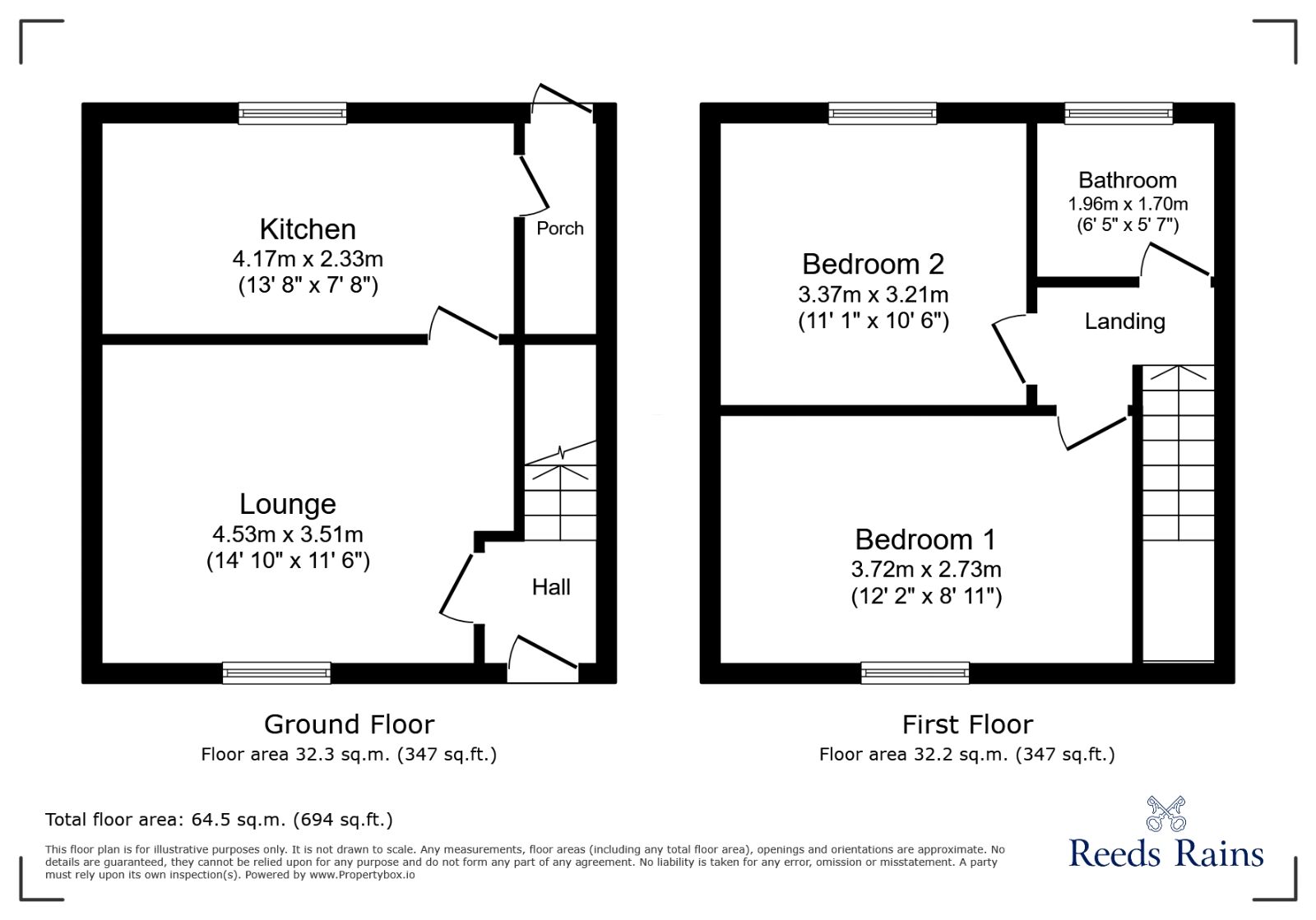 Floorplan of 2 bedroom Mid Terrace House for sale, Deerstone Avenue, Burnley, Lancashire, BB10