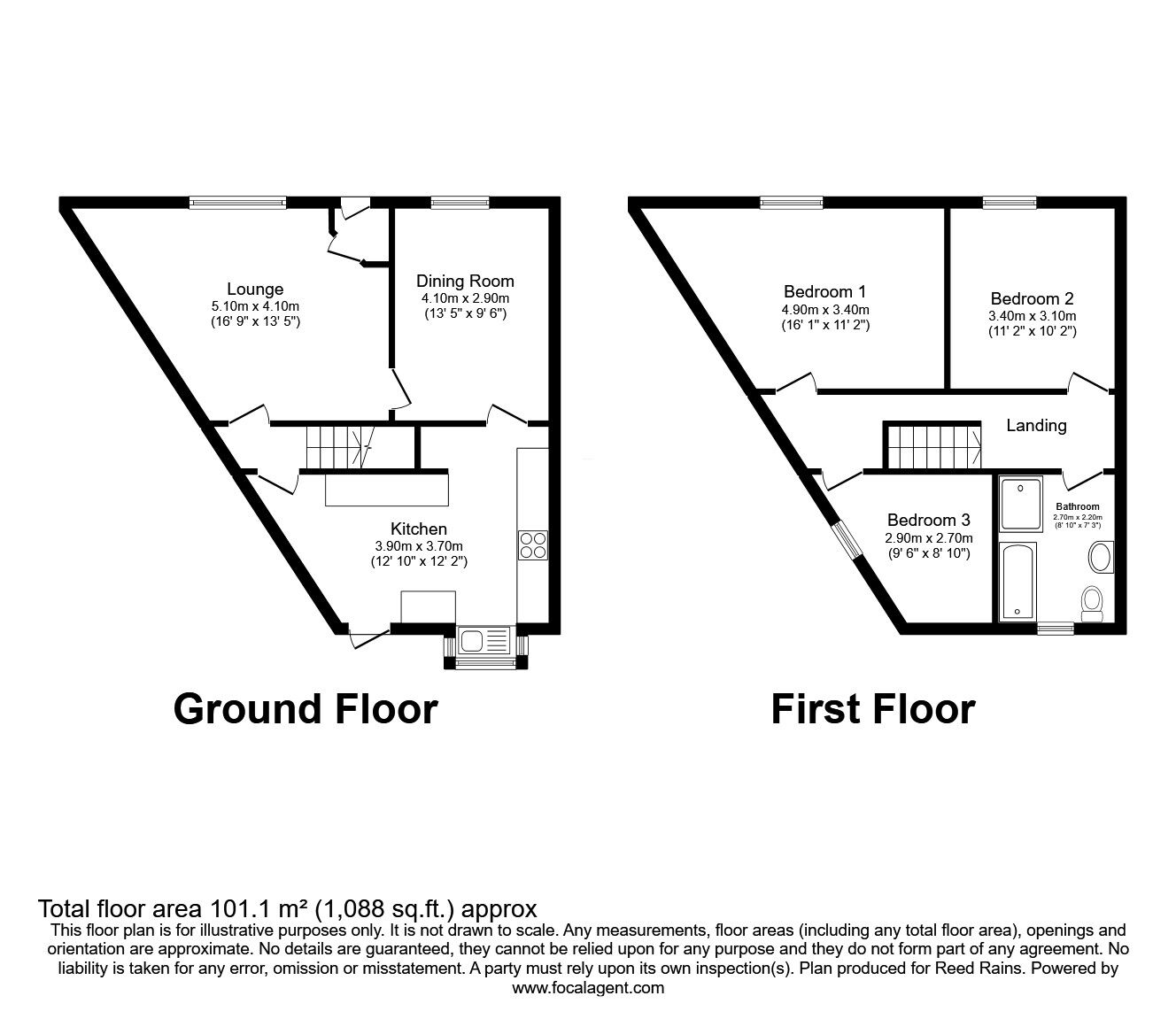 Floorplan of 3 bedroom End Terrace House for sale, Wilton Street, Burnley, Lancashire, BB10