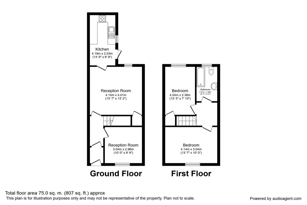 Floorplan of 2 bedroom Mid Terrace House to rent, Russell Terrace, Padiham, Lancashire, BB12