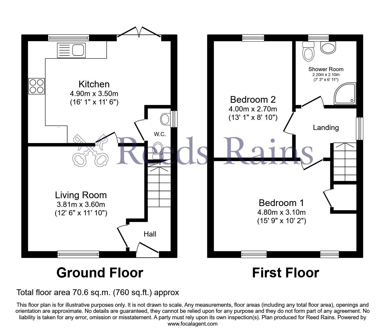 Floorplan of 2 bedroom Semi Detached House for sale, McLindon Court, Burnley, Lancashire, BB10