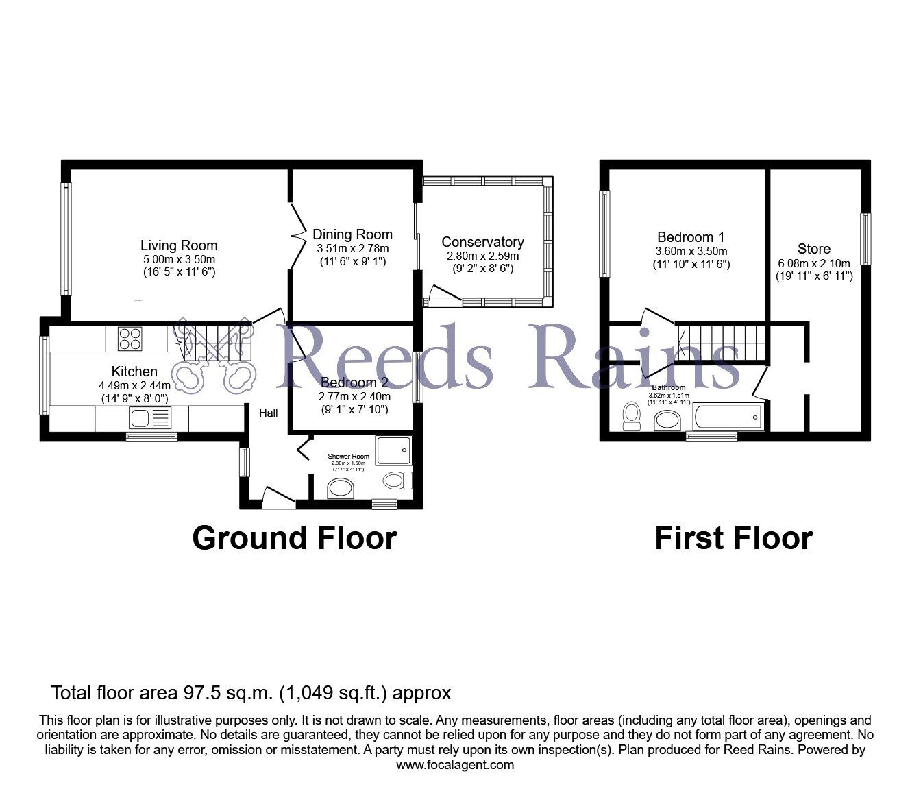 Floorplan of 2 bedroom Semi Detached Bungalow for sale, Garswood Close, Burnley, Lancashire, BB12