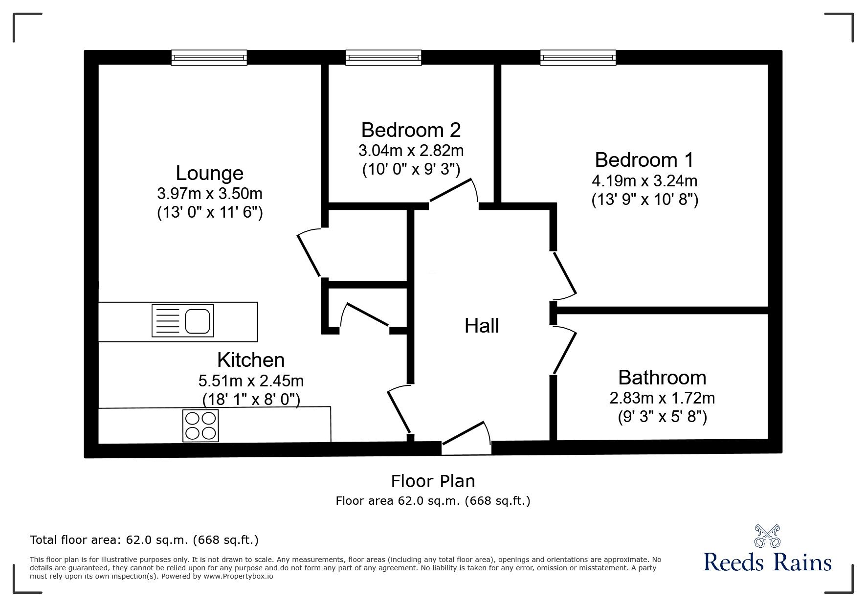 Floorplan of 2 bedroom  House to rent, Hammerton Street, Burnley, Lancashire, BB11