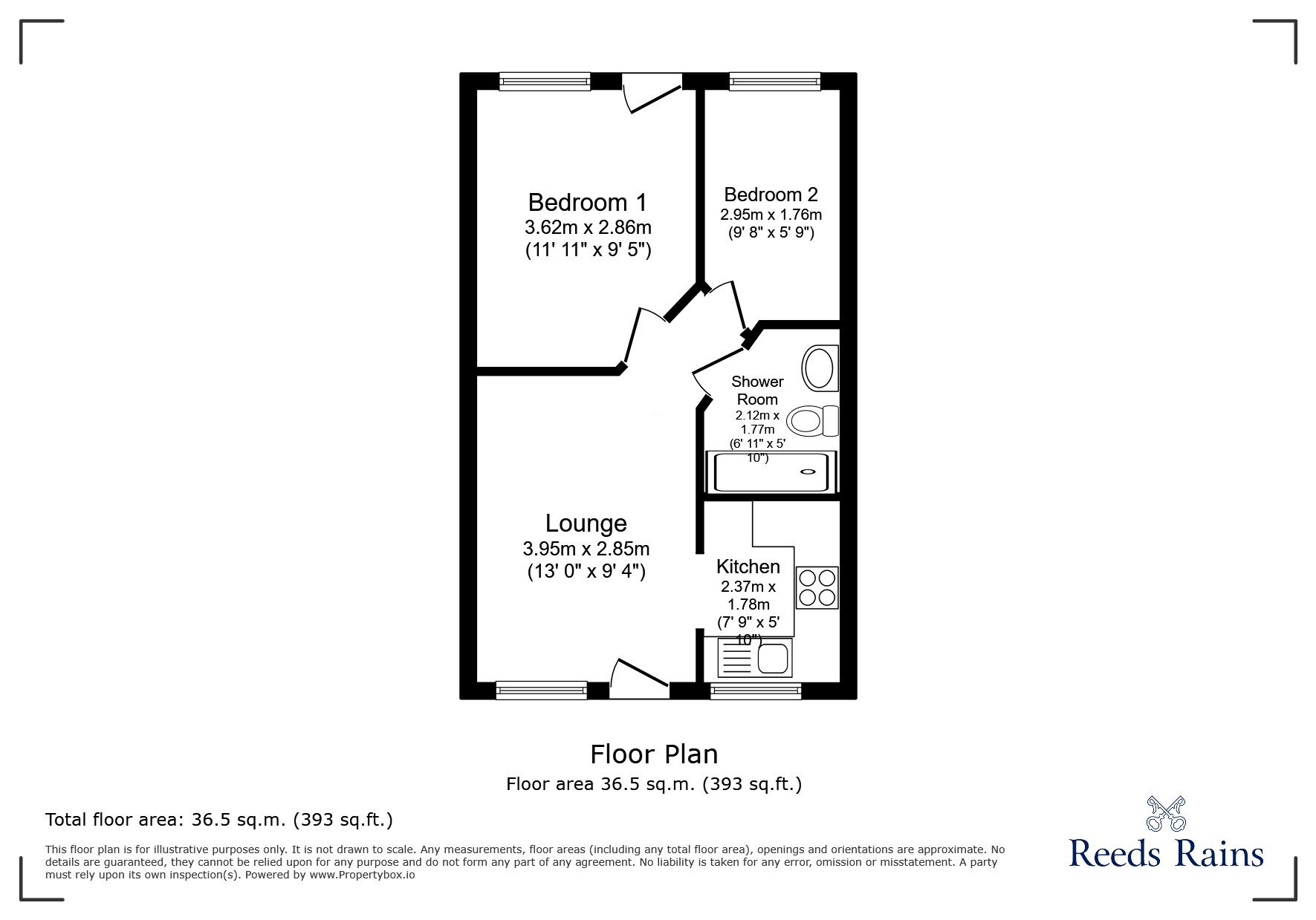 Floorplan of 2 bedroom  Bungalow to rent, Cotton Street, Burnley, Lancashire, BB12