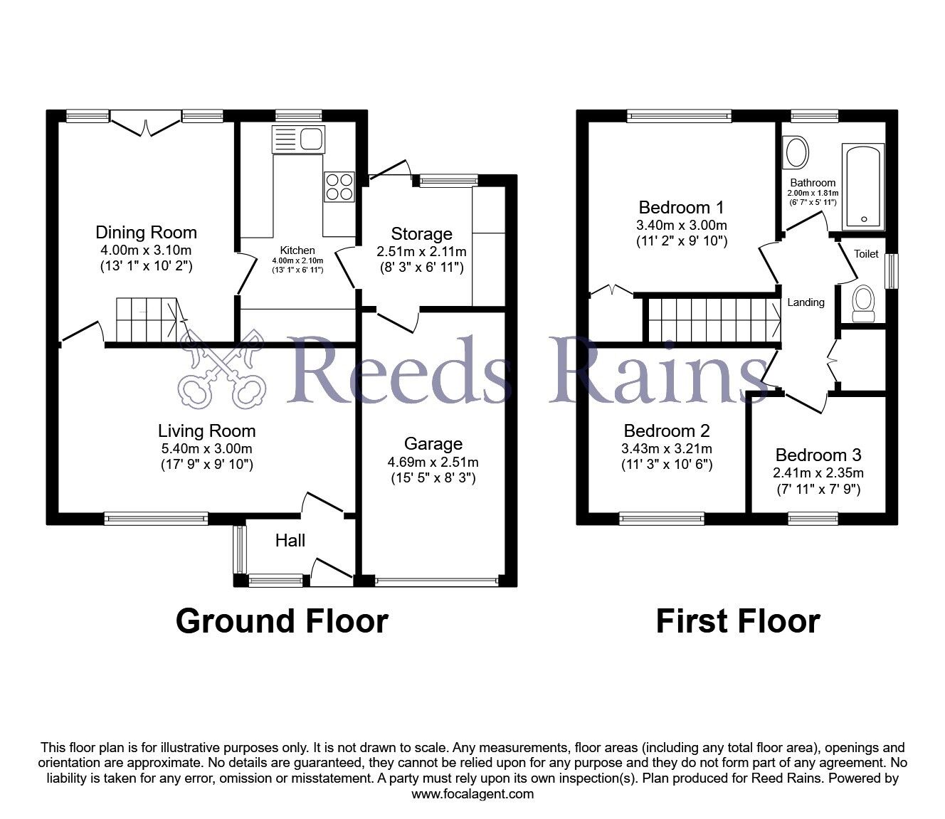 Floorplan of 3 bedroom Link Detached House for sale, Wellfield Drive, Burnley, Lancashire, BB12