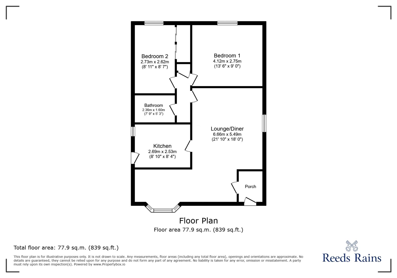 Floorplan of 2 bedroom Detached Bungalow for sale, Hargrove Avenue, Burnley, Lancashire, BB12