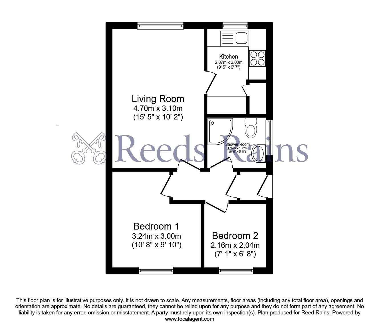 Floorplan of 2 bedroom Semi Detached Bungalow for sale, Dorset Street, Burnley, Lancashire, BB12