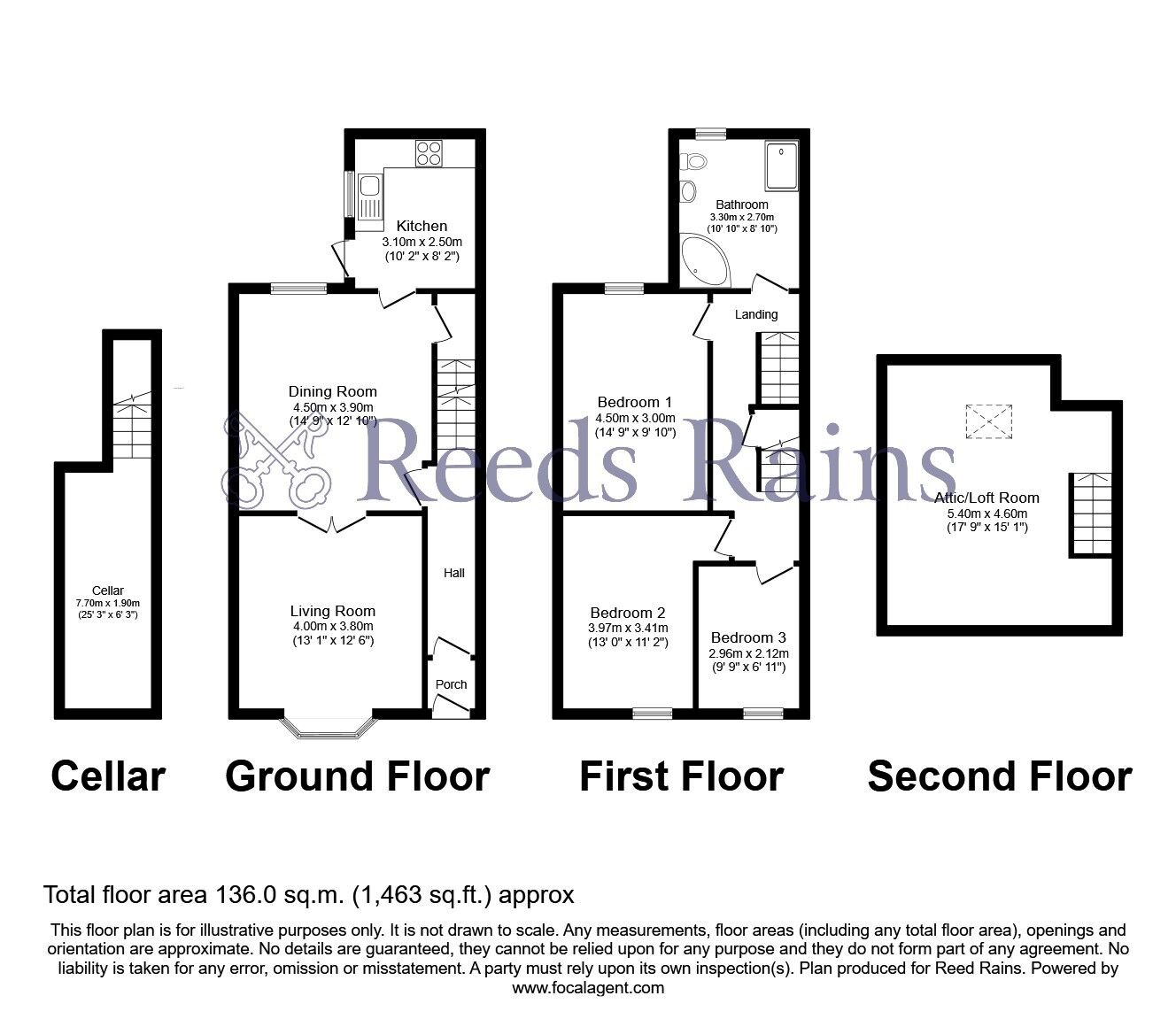 Floorplan of 4 bedroom Mid Terrace House for sale, Padiham Road, Burnley, Lancashire, BB12