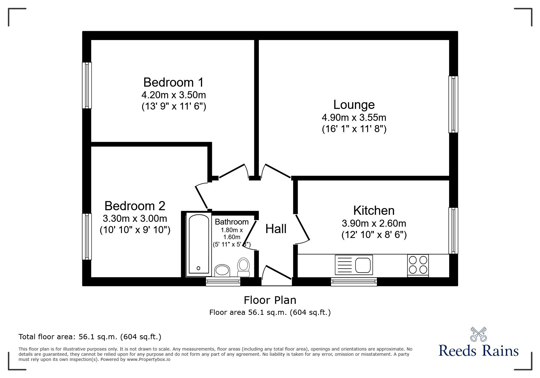 Floorplan of 2 bedroom Semi Detached Bungalow to rent, Chatburn Park Avenue, Brierfield, Lancashire, BB9