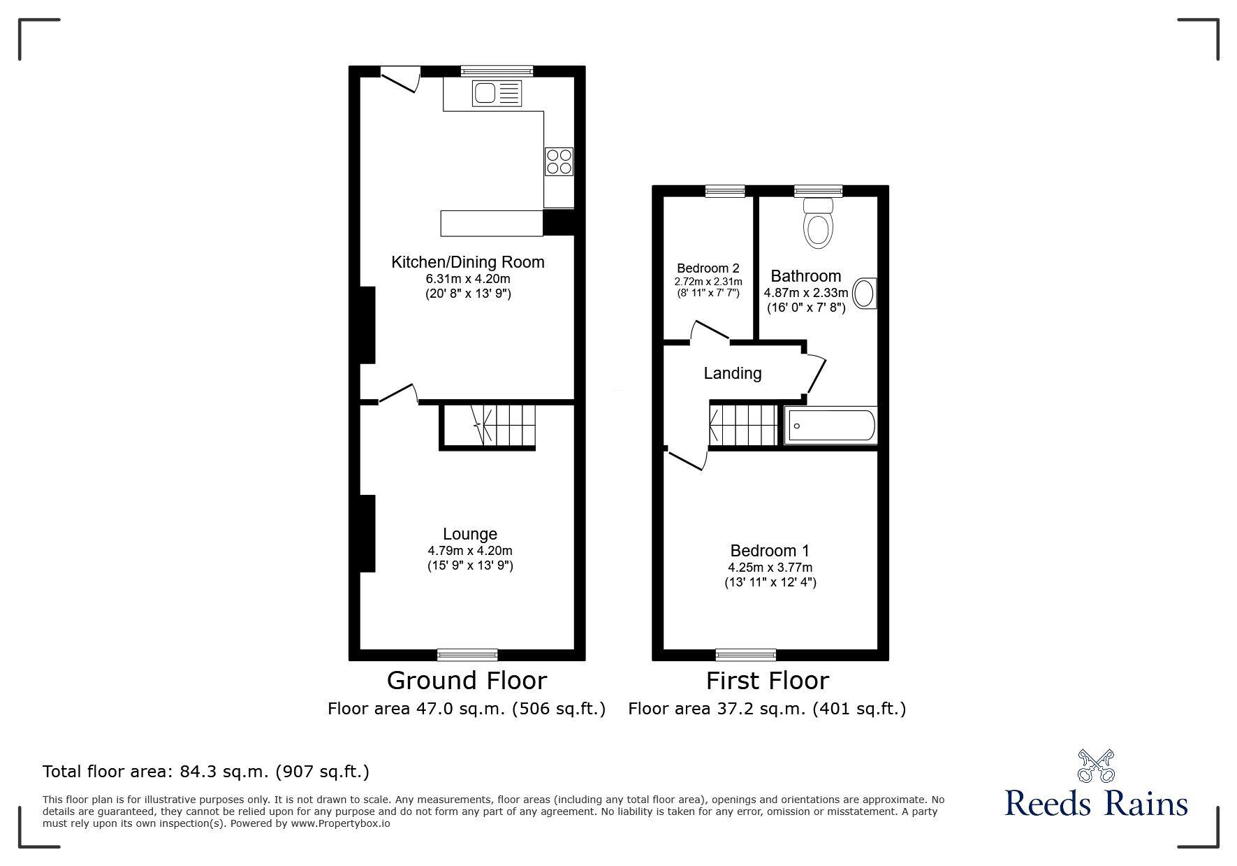 Floorplan of 2 bedroom Mid Terrace House to rent, Garden Street, Padiham, Lancashire, BB12