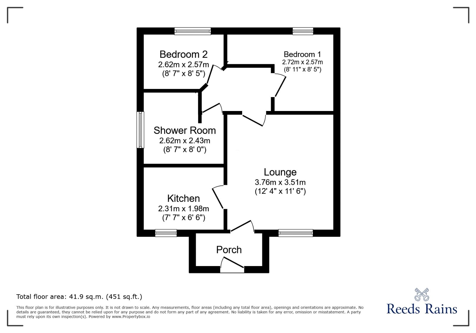 Floorplan of 2 bedroom Semi Detached Bungalow for sale, Bradley Gardens, Burnley, Lancashire, BB12