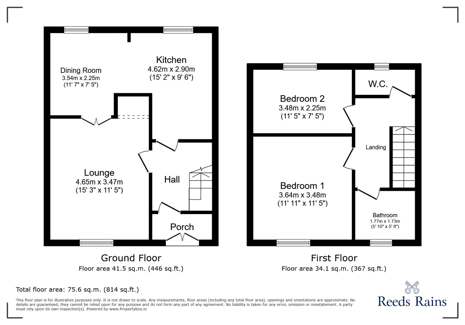 Floorplan of 2 bedroom Semi Detached House for sale, Lancaster Gate, Nelson, Lancashire, BB9