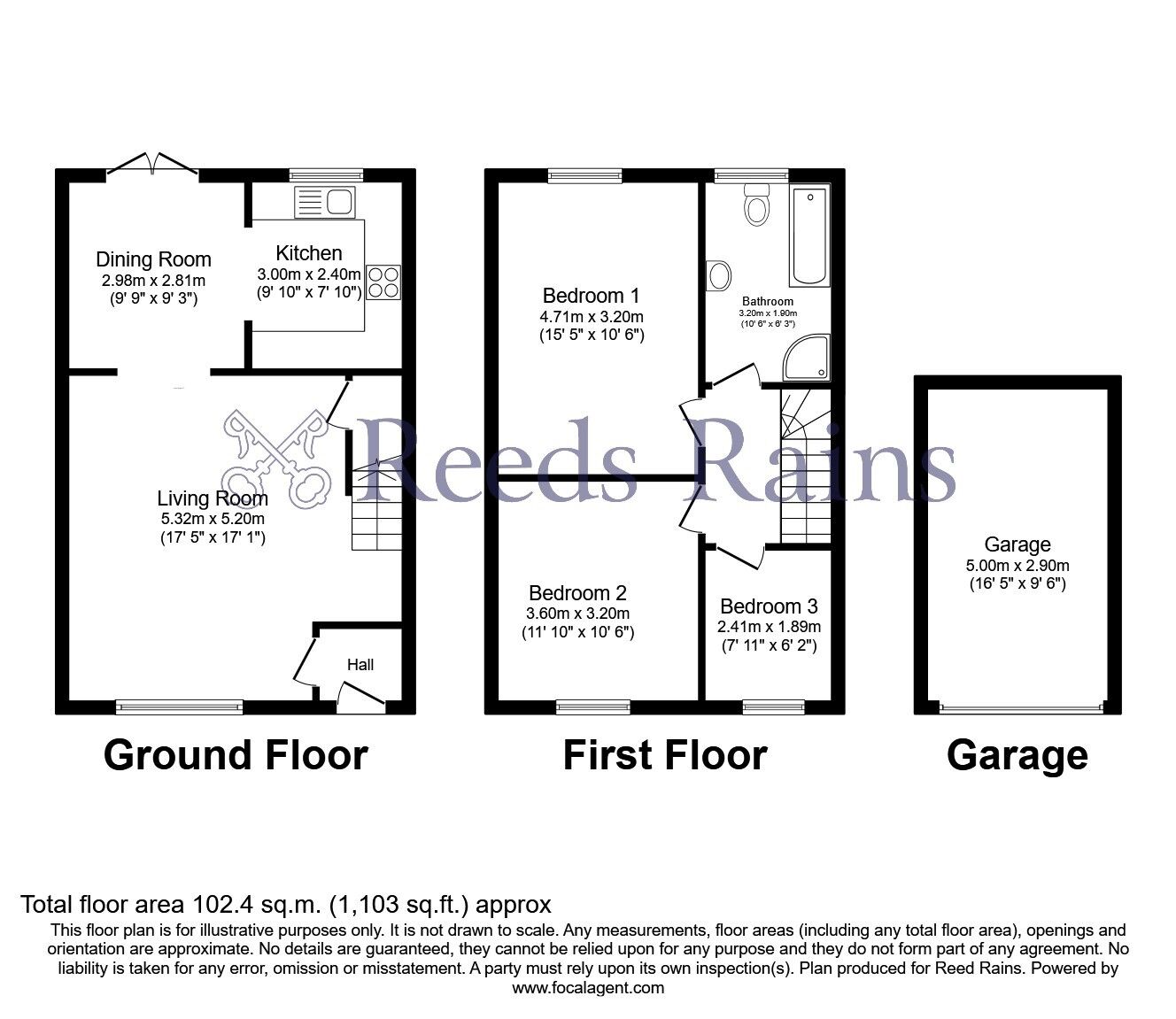 Floorplan of 3 bedroom Mid Terrace House for sale, Ightenhill Park Mews, Burnley, Lancashire, BB12