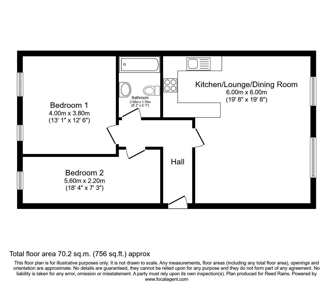 Floorplan of 2 bedroom Flat for sale, Allendale Street, Burnley, Lancashire, BB12