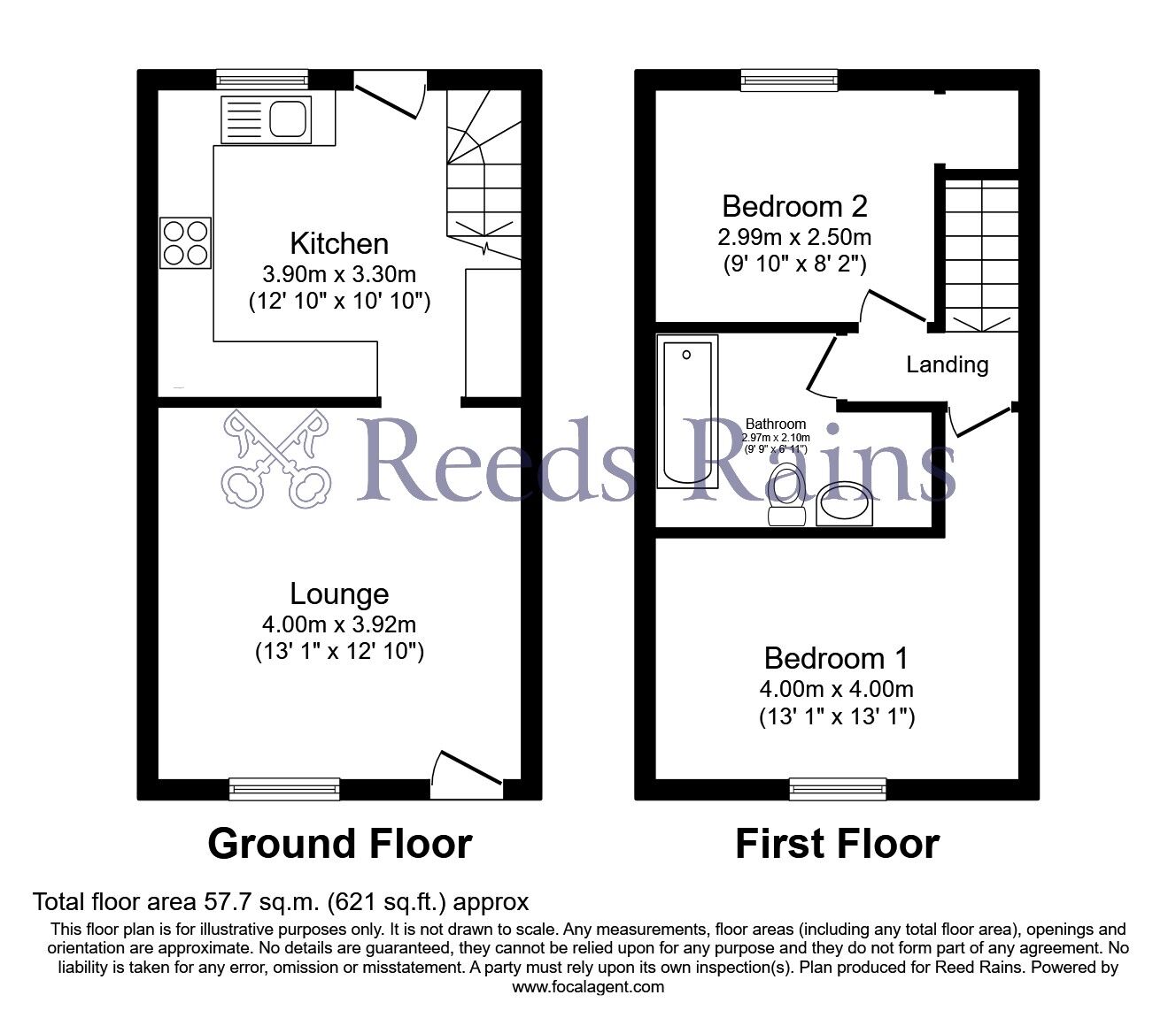 Floorplan of 2 bedroom Mid Terrace House for sale, Grange Street, Burnley, Lancashire, BB11