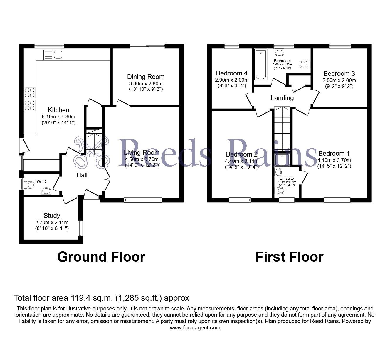 Floorplan of 4 bedroom Detached House for sale, Reedfield, Burnley, Lancashire, BB10