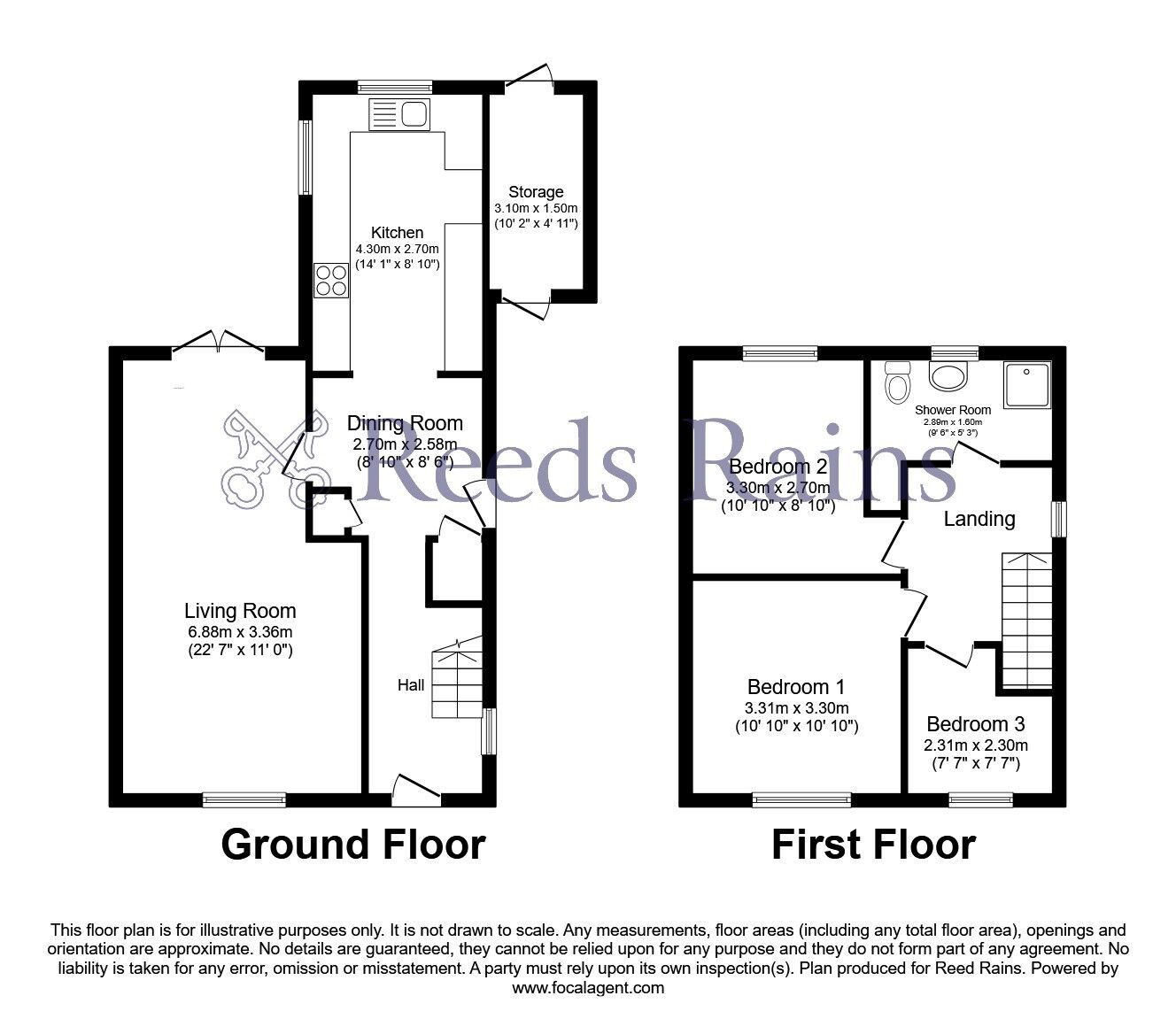 Floorplan of 3 bedroom Semi Detached House for sale, Tedder Avenue, Burnley, Lancashire, BB12