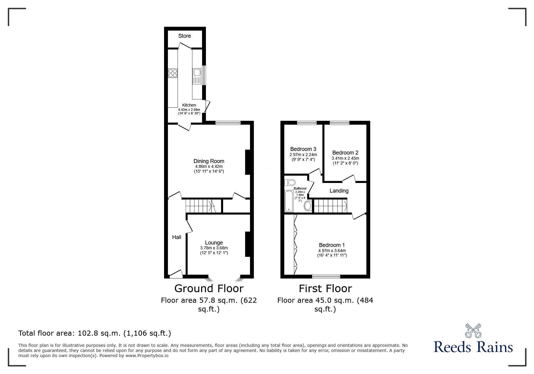 Floorplan of 3 bedroom Mid Terrace House to rent, Colne Road, Burnley, Lancashire, BB10
