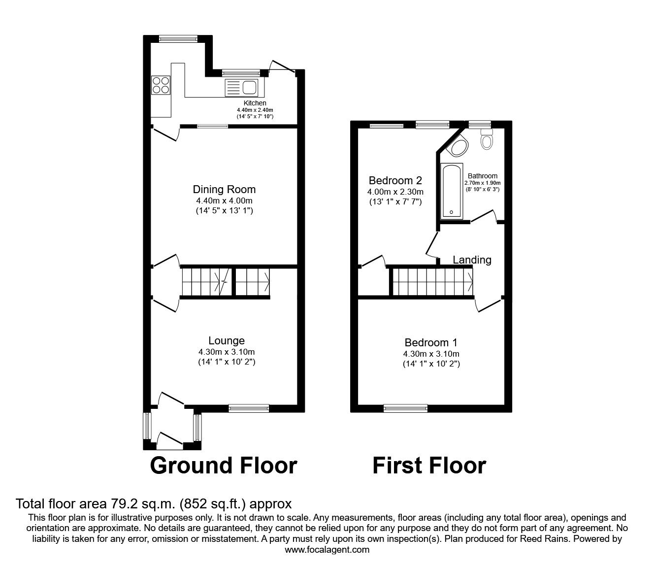 Floorplan of 2 bedroom Mid Terrace House for sale, Brownside Road, Burnley, Lancashire, BB10