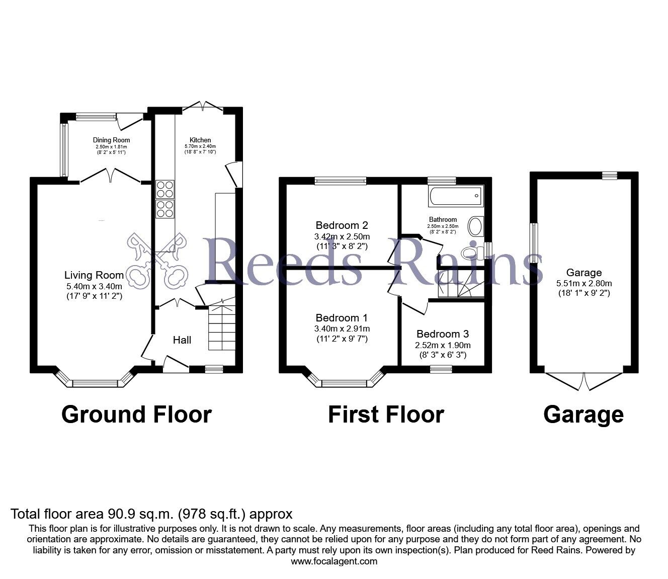 Floorplan of 3 bedroom Semi Detached House for sale, Coleshill Avenue, Burnley, Lancashire, BB10