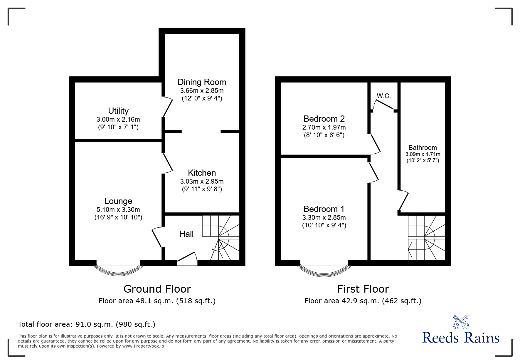 Floorplan of 2 bedroom Semi Detached House for sale, Eastern Avenue, Burnley, Lancashire, BB10