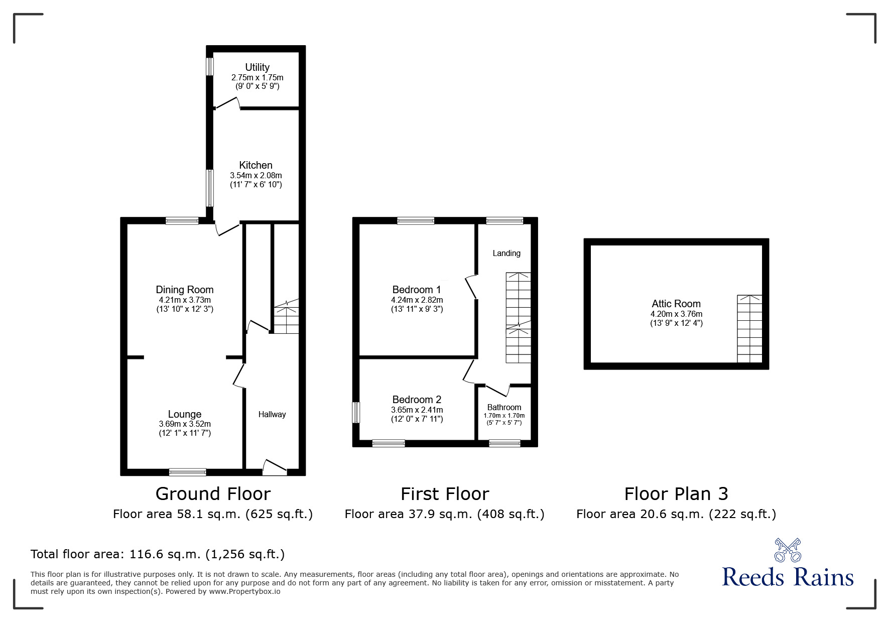 Floorplan of 2 bedroom Mid Terrace House for sale, Park View, Padiham, Lancashire, BB12