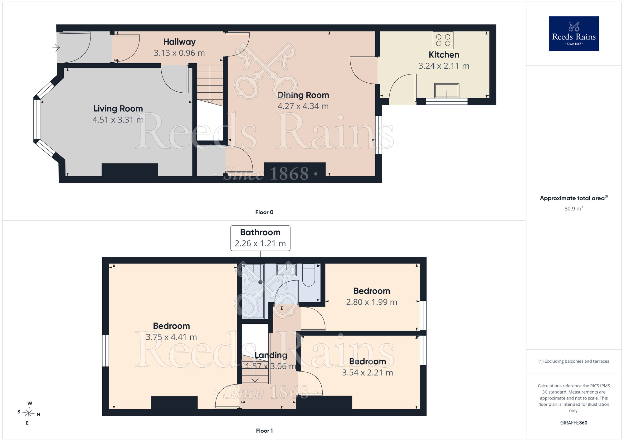 Floorplan of 3 bedroom Mid Terrace House for sale, Brunshaw Road, Burnley, Lancashire, BB10