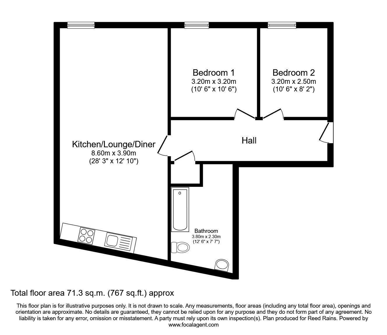 Floorplan of 2 bedroom Flat for sale, Healey Wood Road, Burnley, Lancashire, BB11