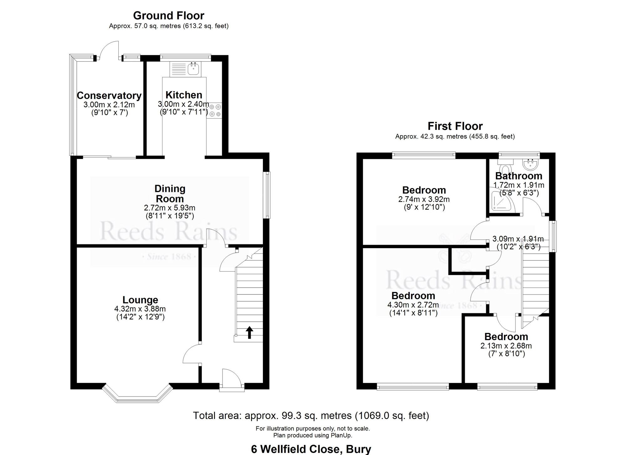 Floorplan of 3 bedroom Semi Detached House for sale, Wellfield Close, Bury, Greater Manchester, BL9