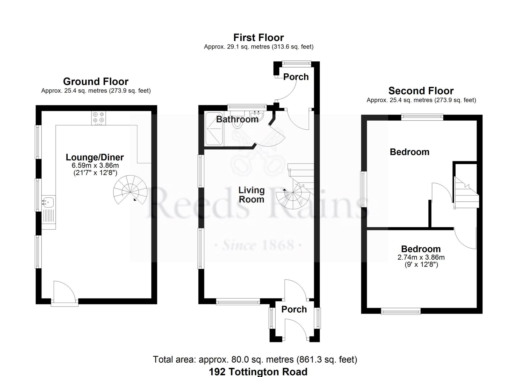 Floorplan of 2 bedroom Semi Detached House for sale, Tottington Road, Bolton, Greater Manchester, BL2