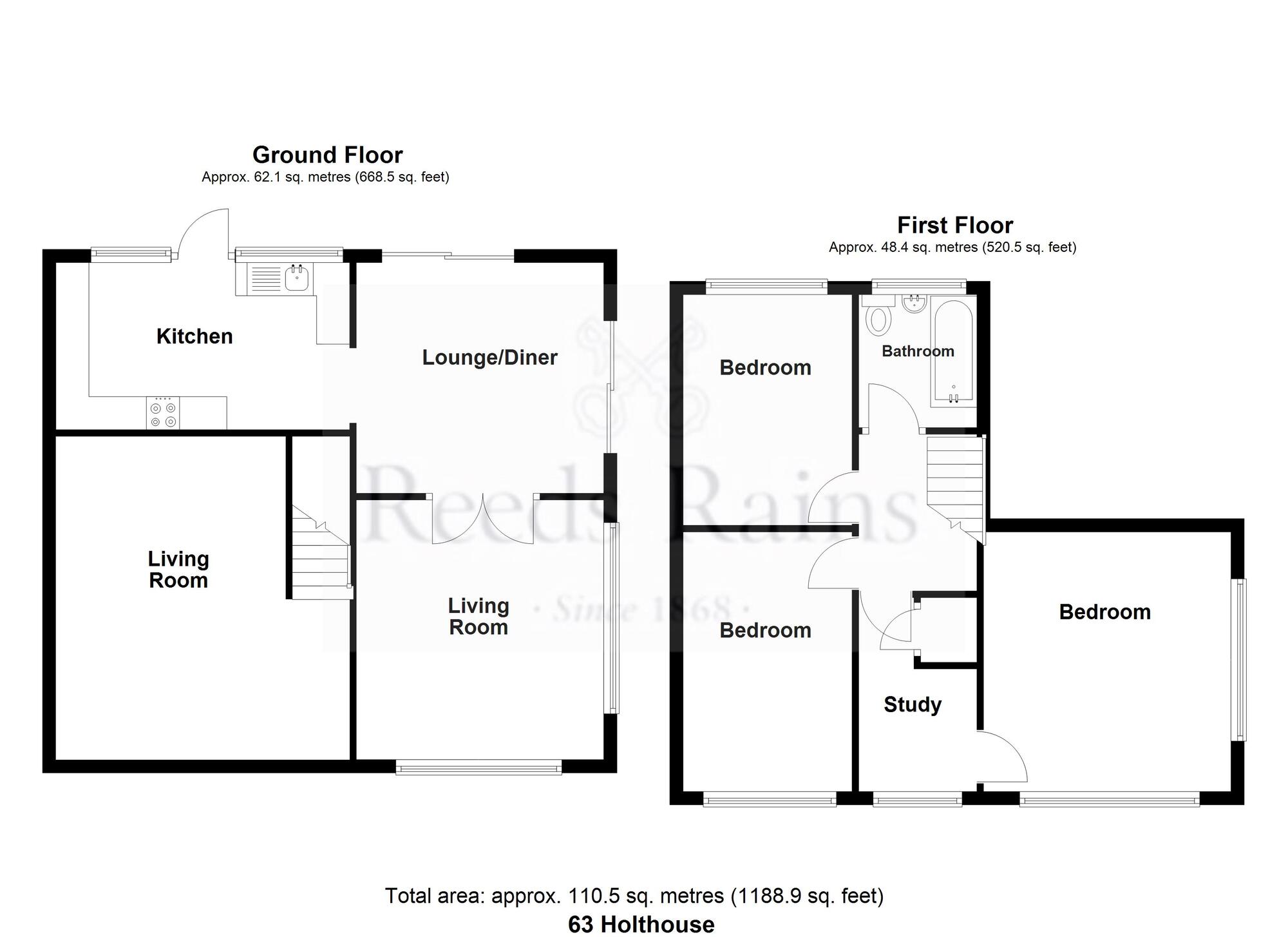 Floorplan of 3 bedroom Semi Detached House for sale, Holthouse Road, Tottington, Greater Manchester, BL8