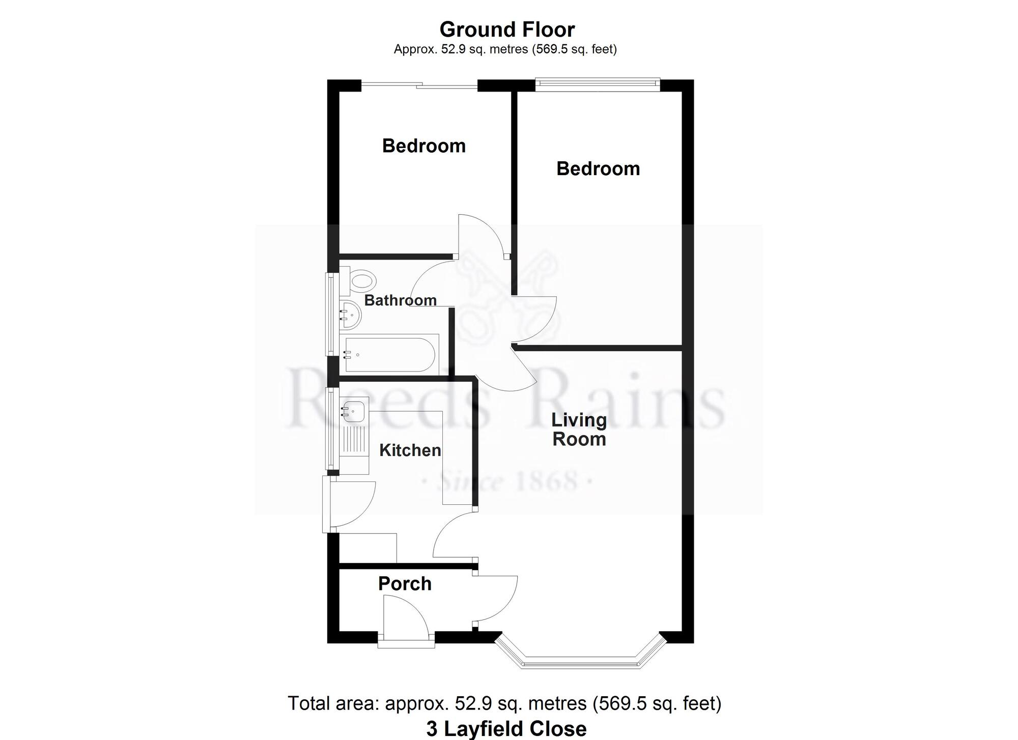 Floorplan of 2 bedroom Semi Detached Bungalow for sale, Layfield Close, Tottington, Greater Manchester, BL8