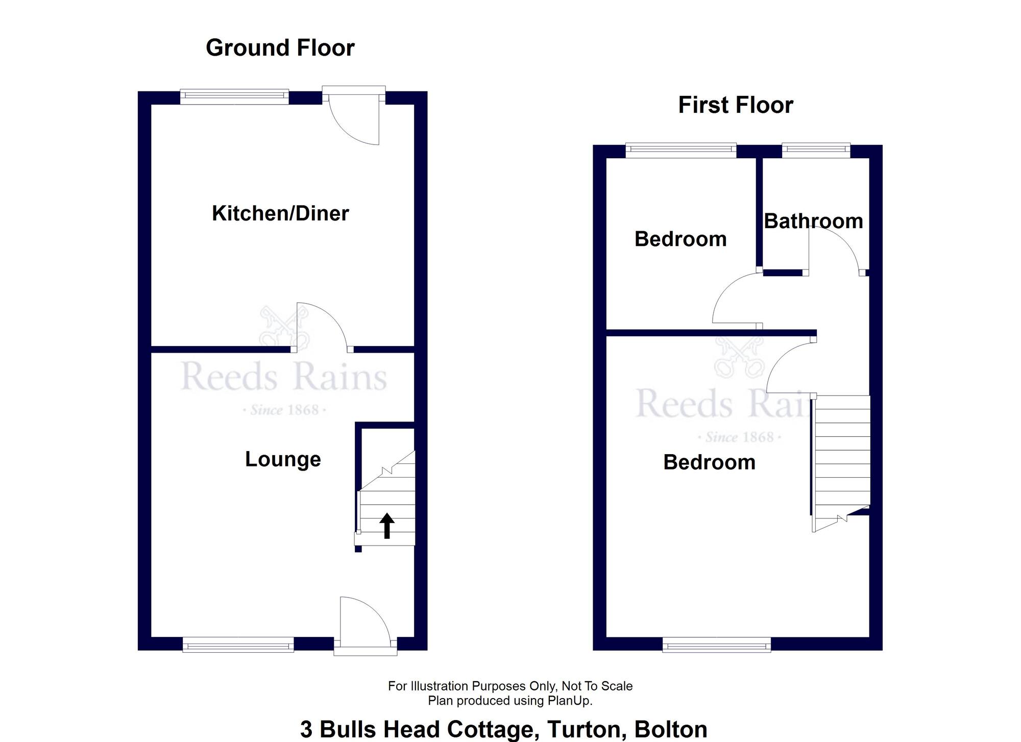 Floorplan of 2 bedroom Mid Terrace House for sale, 3 Bulls Head Cottages, 3 Tottington Road, Turton, Greater Manchester, BL7