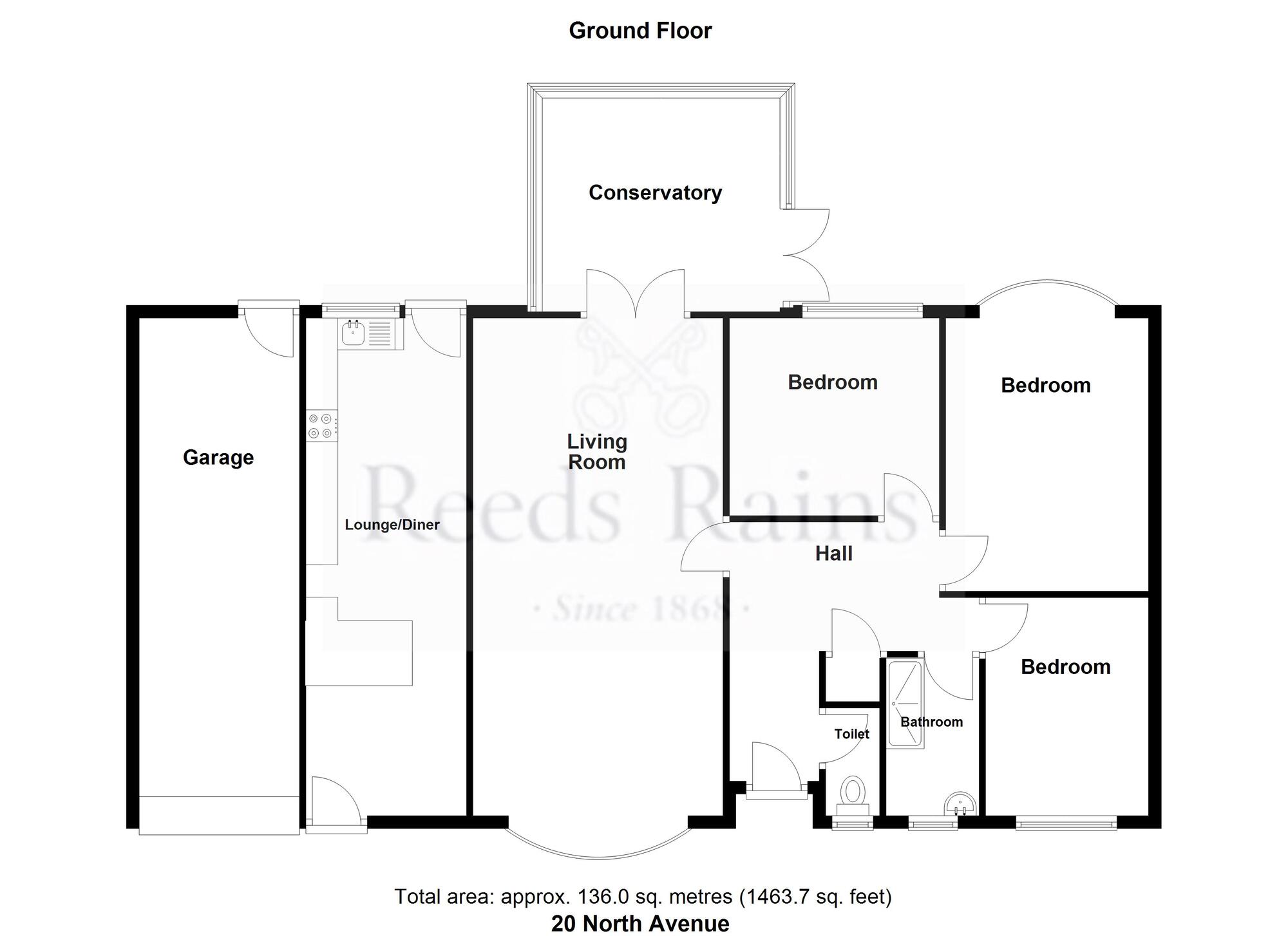 Floorplan of 3 bedroom Detached Bungalow for sale, North Avenue, Greenmount, Greater Manchester, BL8